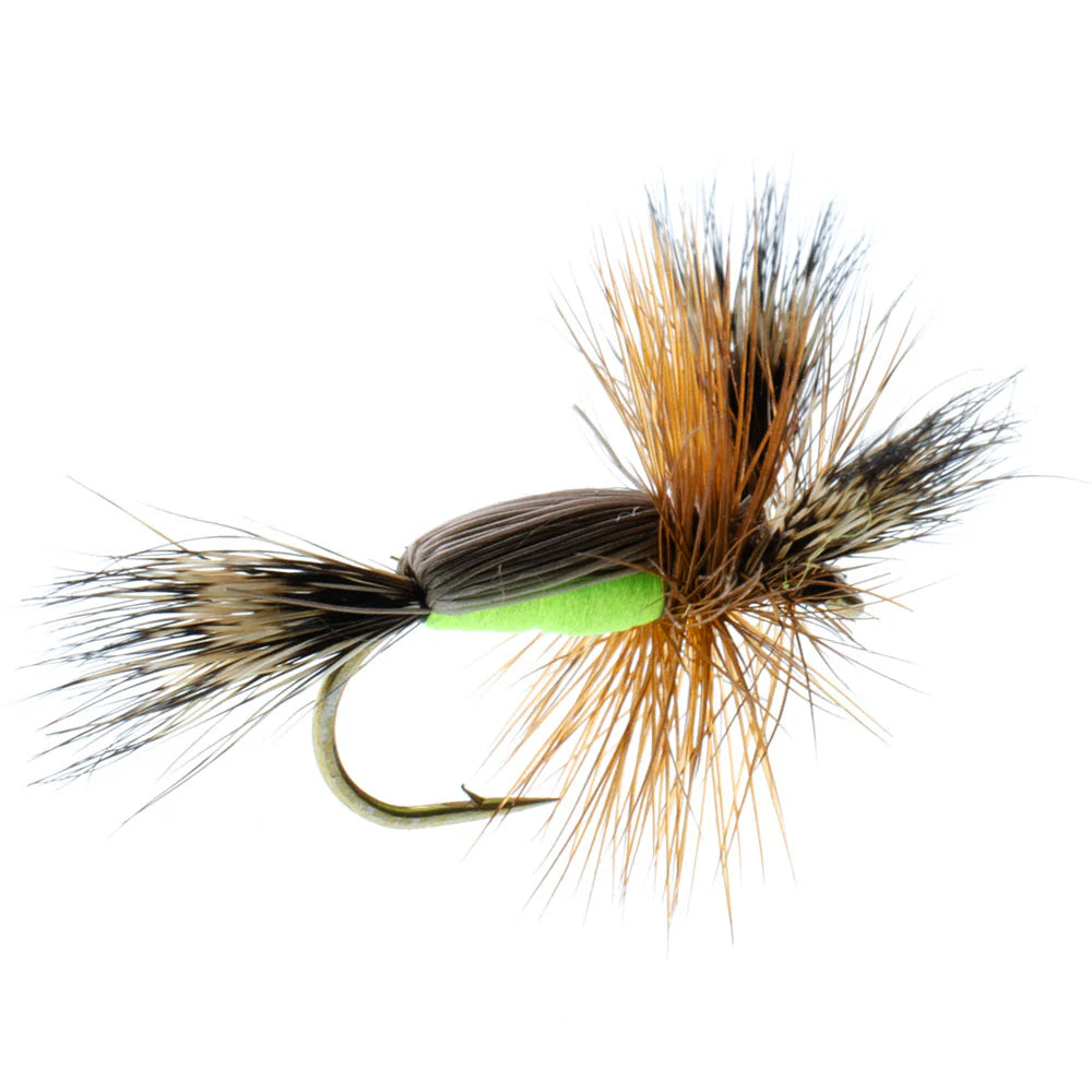 Barbless Chartreuse Humpy Classic Hair Wing Dry Fly